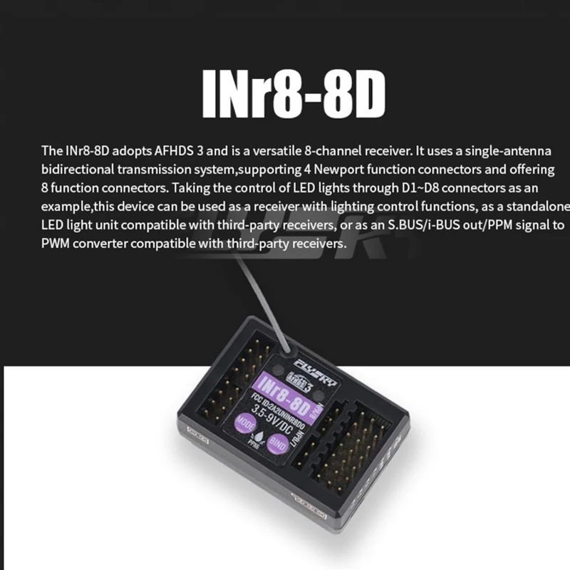 

FlySky INr8-8D 8-канальный приемник фонаря третьего поколения INR88D 2,4G обновление приемника для радиоуправляемого автомобиля передатчик Flysky