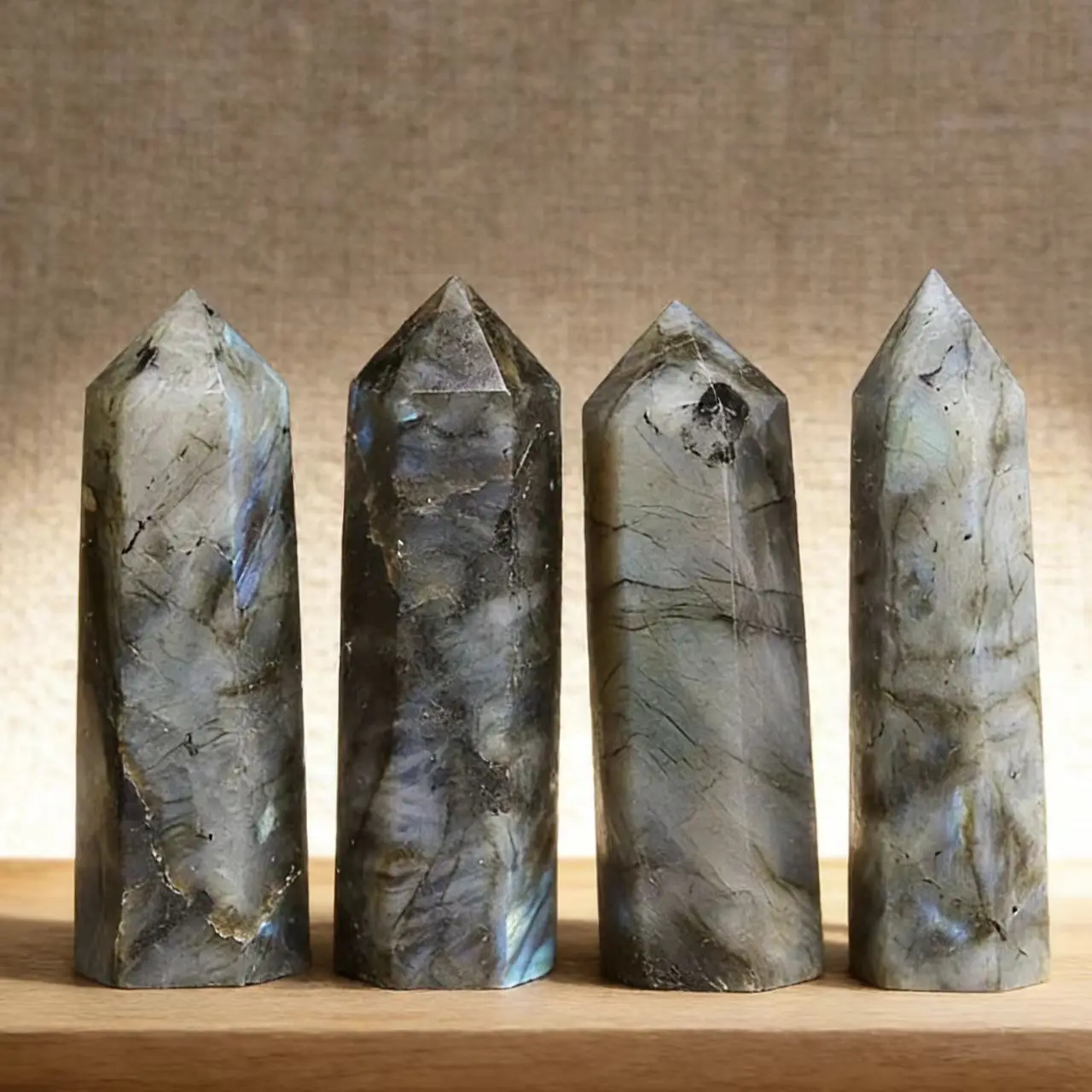 Labradorite Crystal Point Dark Base with Color Flash A Spiritual Focal Point for Study Meditation Corner