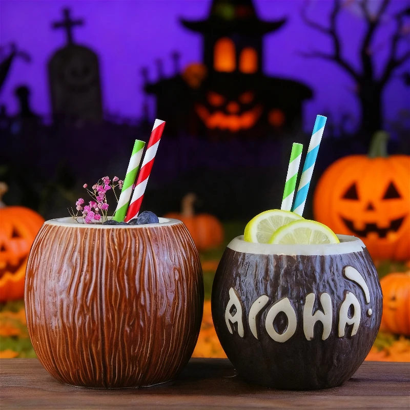 

Креативная керамическая кружка, подарок на Хэллоуин, бар, чашка Тики, посуда для напитков, персонализированная кружка Тики, коктейльная чашка в гавайском стиле, украшения для дома