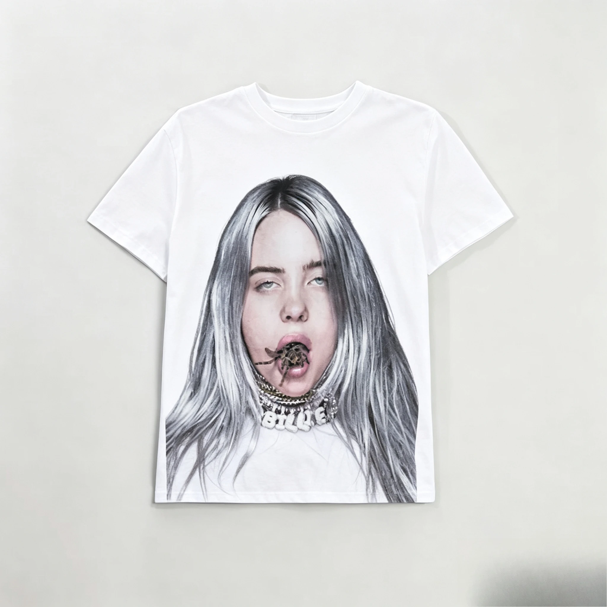 Retro Billie Eilish Spider Portrait T Shirt Dark Aesthetic Concert Fans Casual Oversized Short Comfortable