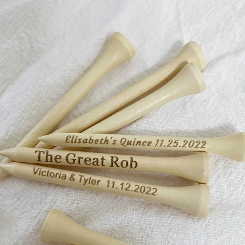 Personalized Golf Tees Custom Engraved Golf Tees Wooden Ball Stud Wedding Gift Favors Father's Day Gift Natural Wood