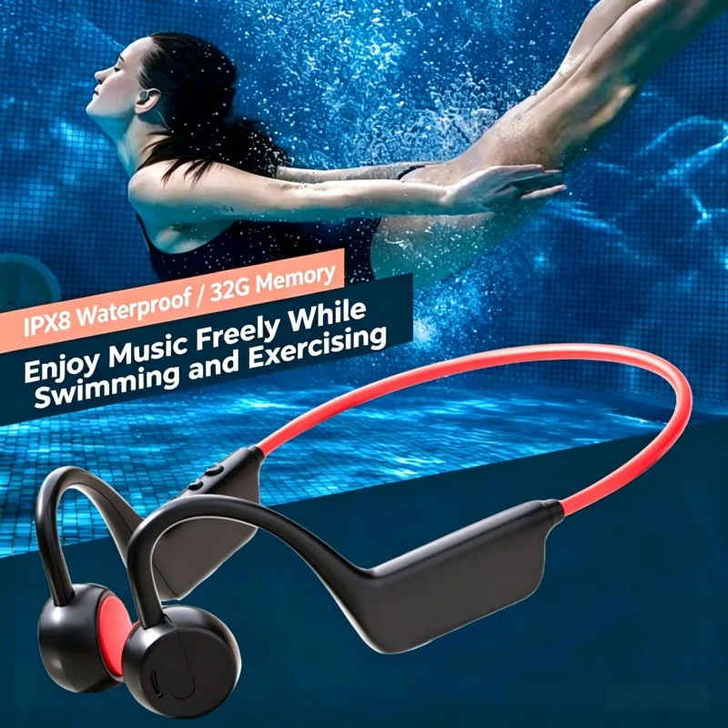 Open-Ear Knochenleitungs-Sportkopfhörer HIFI Stereo Kabellos 5.4 Headset Wasserdicht Schweißresistent Ohrhörer für Laufen und Training