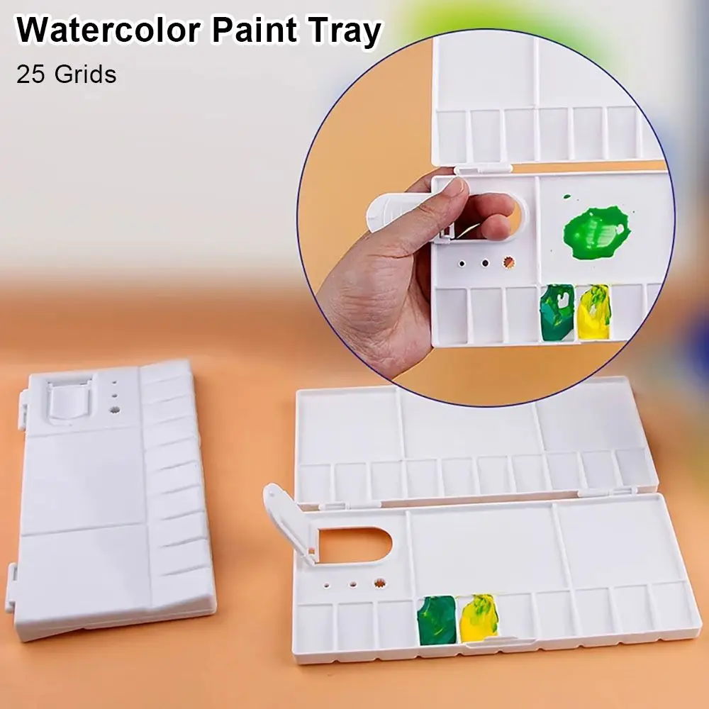 

1Pcs New 25 Grids Nail Art Palette Renovate Cover Plastic Watercolor Paint Tray Folding Pigment Box Artistic Supplies