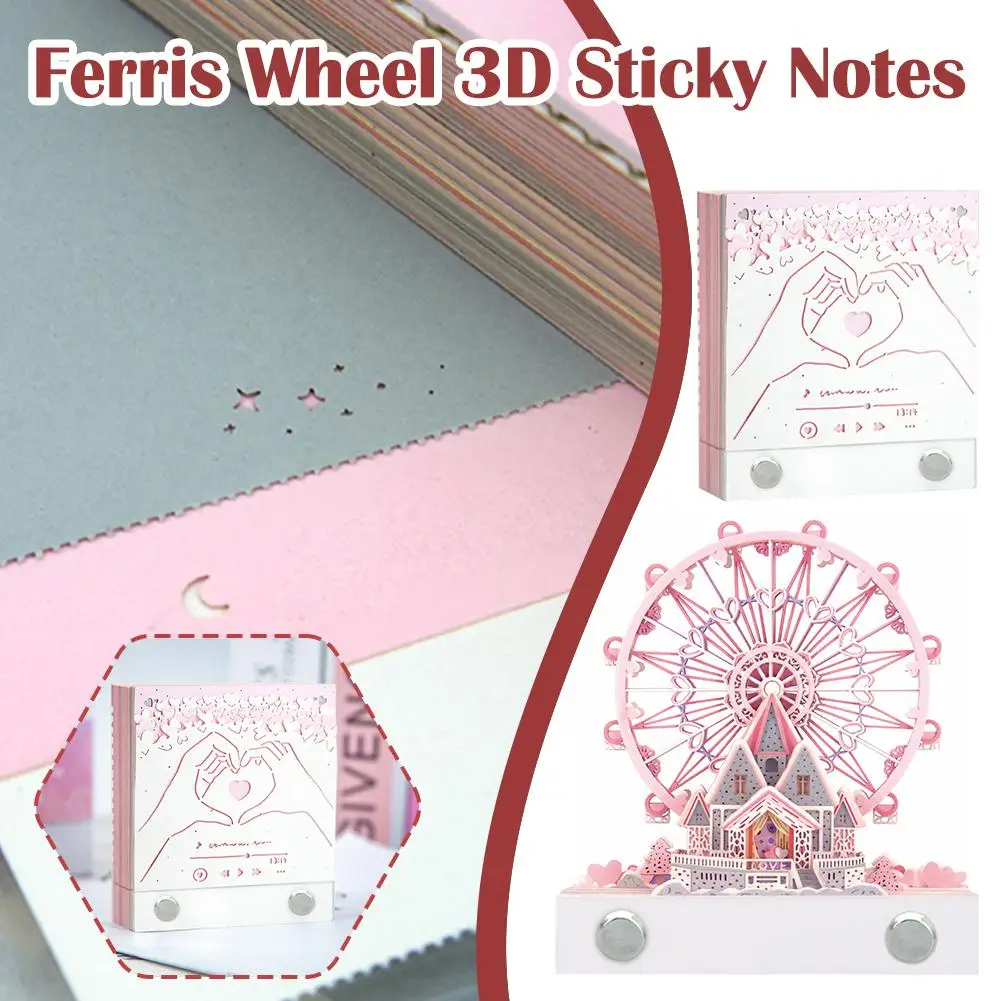 Ferris Wheel Three-dimensional Sticky Note Paper Castle Calendar 3D Model The Year Dragon Gifts Carving Of 2024 Paper Busin L6X7