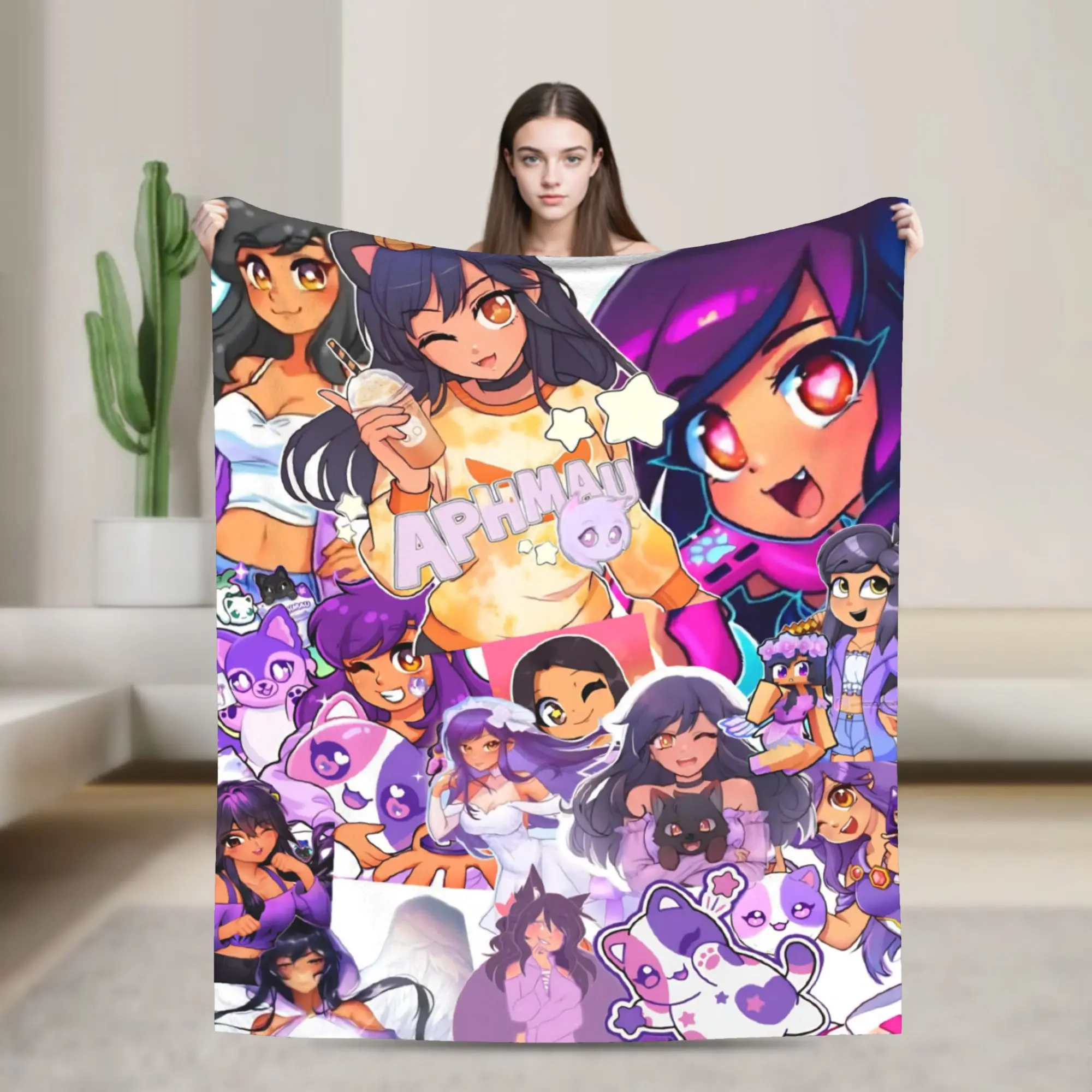 A-Aphmau Cartoon Blanket Multiple Sizes Super Soft and Warm  Throw Blankets for Sofa Couch and Bed