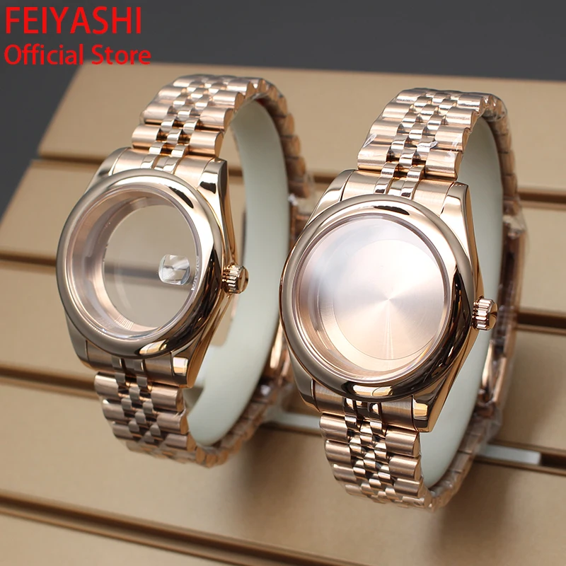 Casing jam tangan tepi bulat 36mm 40mm, gelang untuk Seiko NH35 NH36 NH38 NH34 Miyota 8215 gerakan 28.5mm Dial safir 100M tahan air