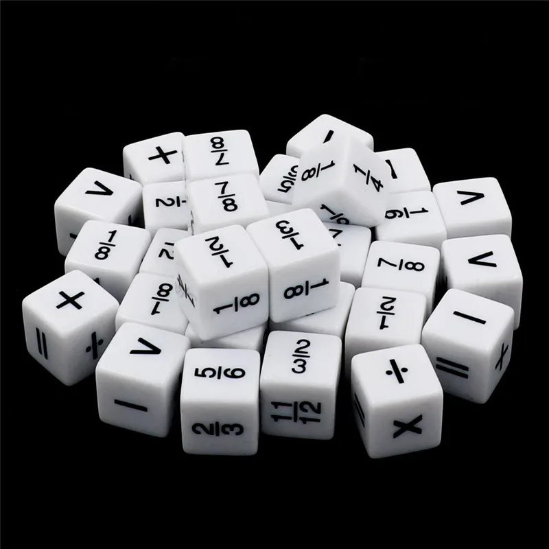 10 PCS/Set D6 Fraction Symbol Number Funny Dice Multiplication And Division Dice Education Game Accessory