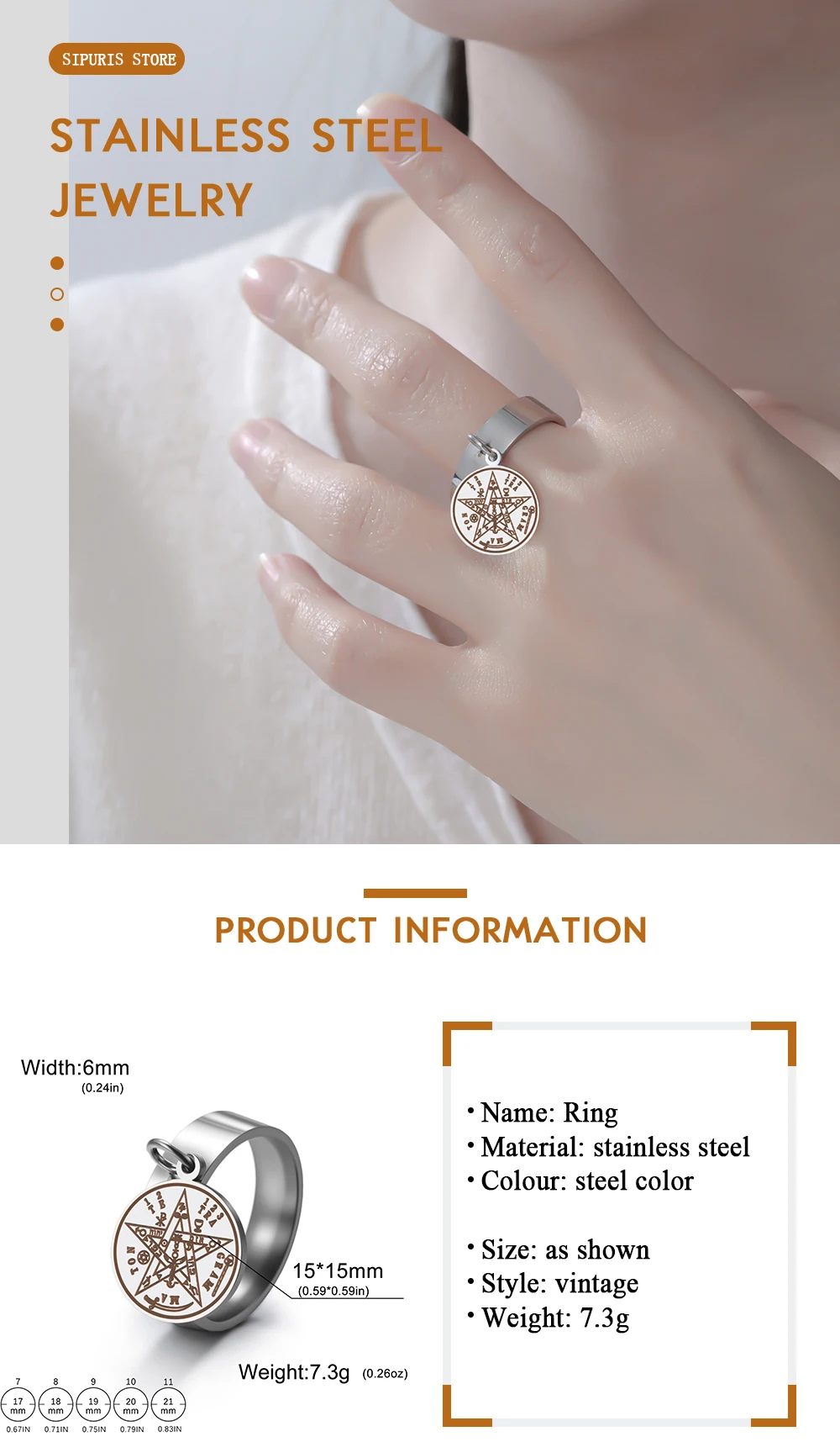 Sipuris Hexenknoten Pentagramm Tetragrammaton Anhänger Ringe Edelstahl Doppelter Schutz Schmuck Hochzeitsgeschenke Großhandel – Detail 5