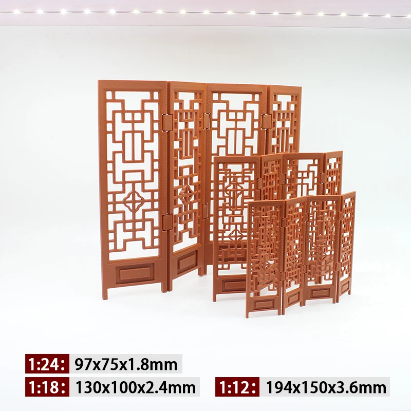 

Miniature Screen Imitation Wooden Furniture Partition Mini Byobu Model Dolls House Desktop Toys Props Accessories Decor