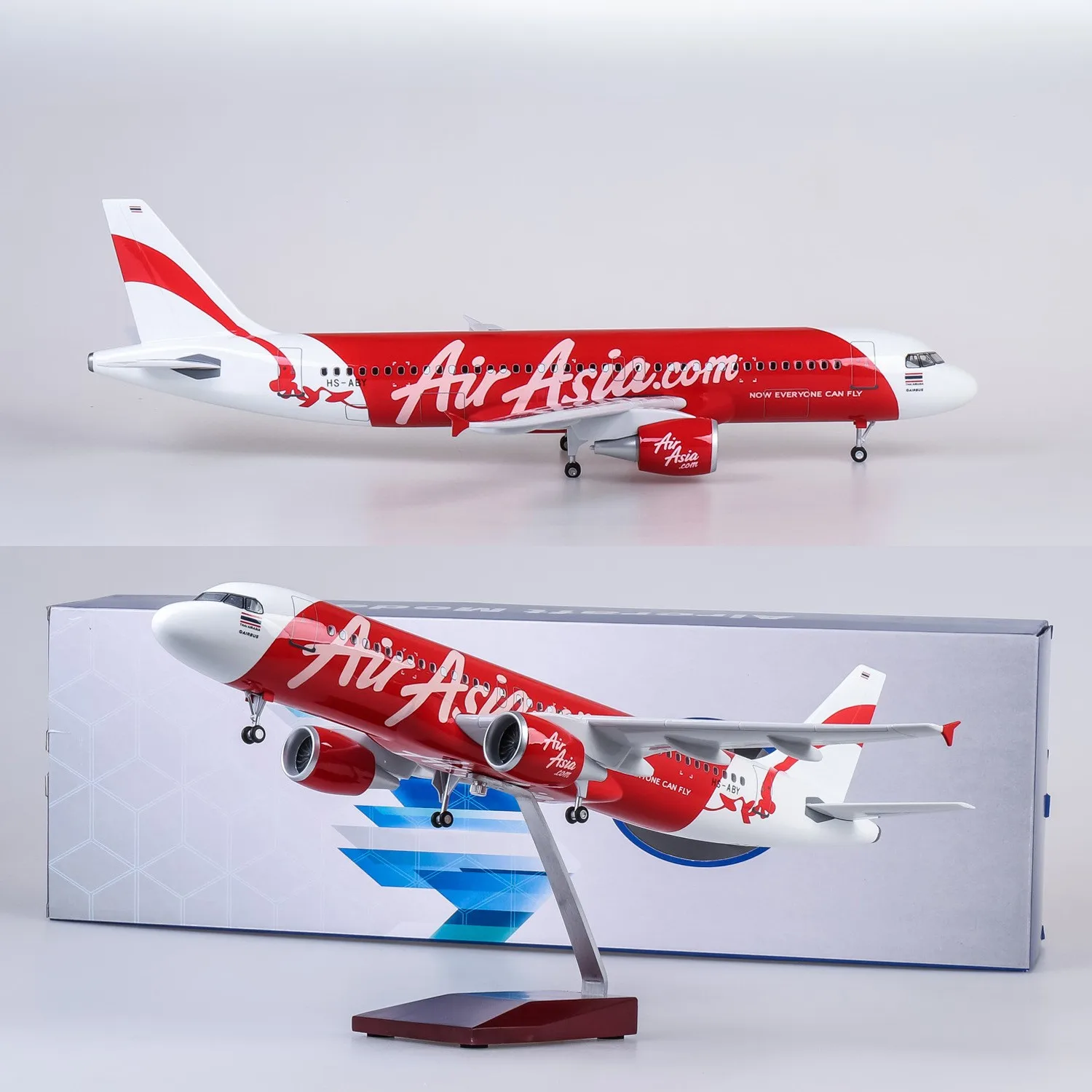 Kit de modèle d'avion en résine moulée sous pression, échelle 1/80, 47cm, Air Asia A320, avec support et roues, pour collection ou jouets, cadeau