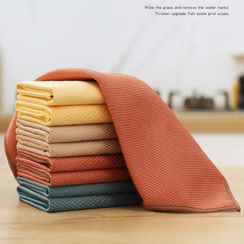 Paño de Limpieza con Diseño de Escamas de Pescado de 30x30cm para Eliminar Manchas de Ventanas, Absorber Agua de Platos y Eliminar Marcas de Agua en Vidrios