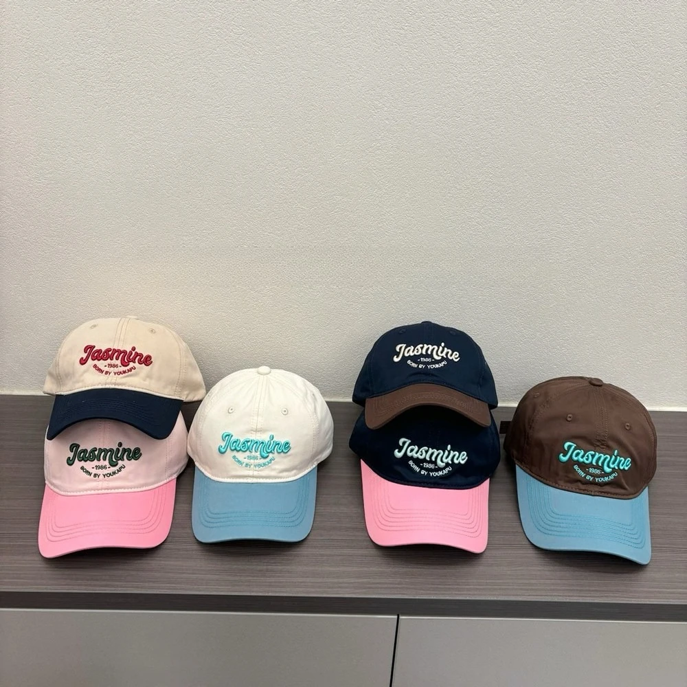 1pc Retro Three-dimensional Letter Embroidery Baseball Hat for Women Korean Ins Solid Color Duck Tongue Cap Summer Sunshade Hat