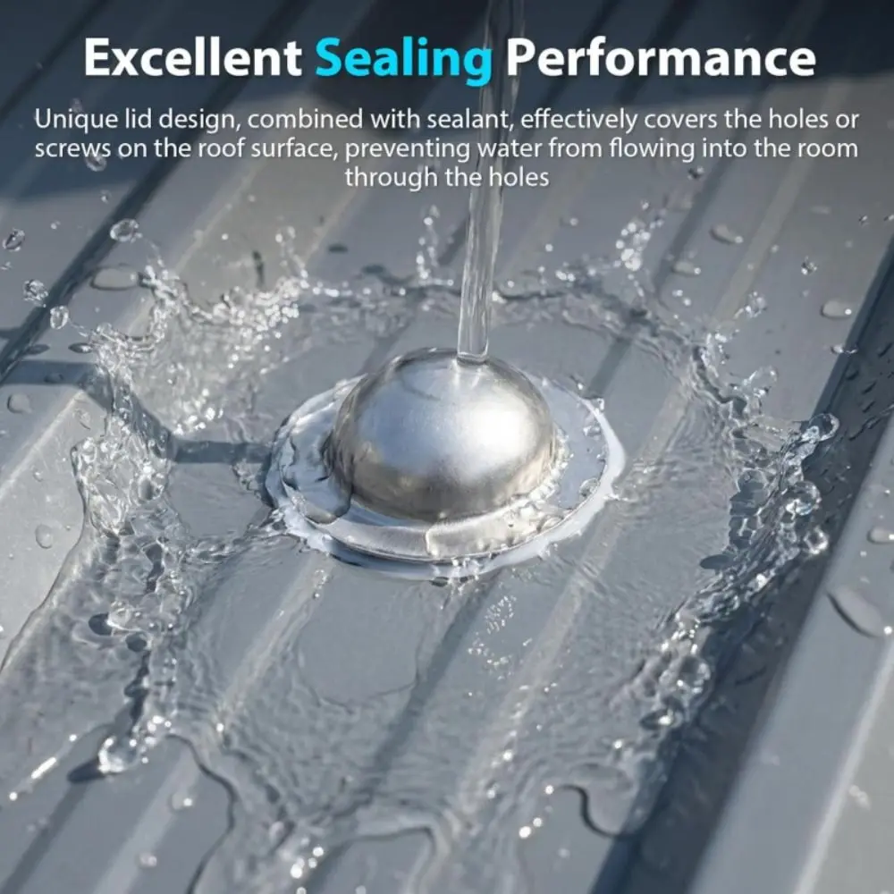 5PCS Stainless Steel Roofing Screw Caps Sealant Design Quick Install Roof Leak Repair Caps Durable Material Waterproof Seal