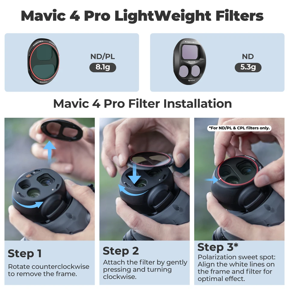 Kit Filtri Day Standard Freewell Per Mavic 2 Pro – ND4, ND8, ND16 E CPL, Vetro Ottico Antigraffio, Attacco Snap-On