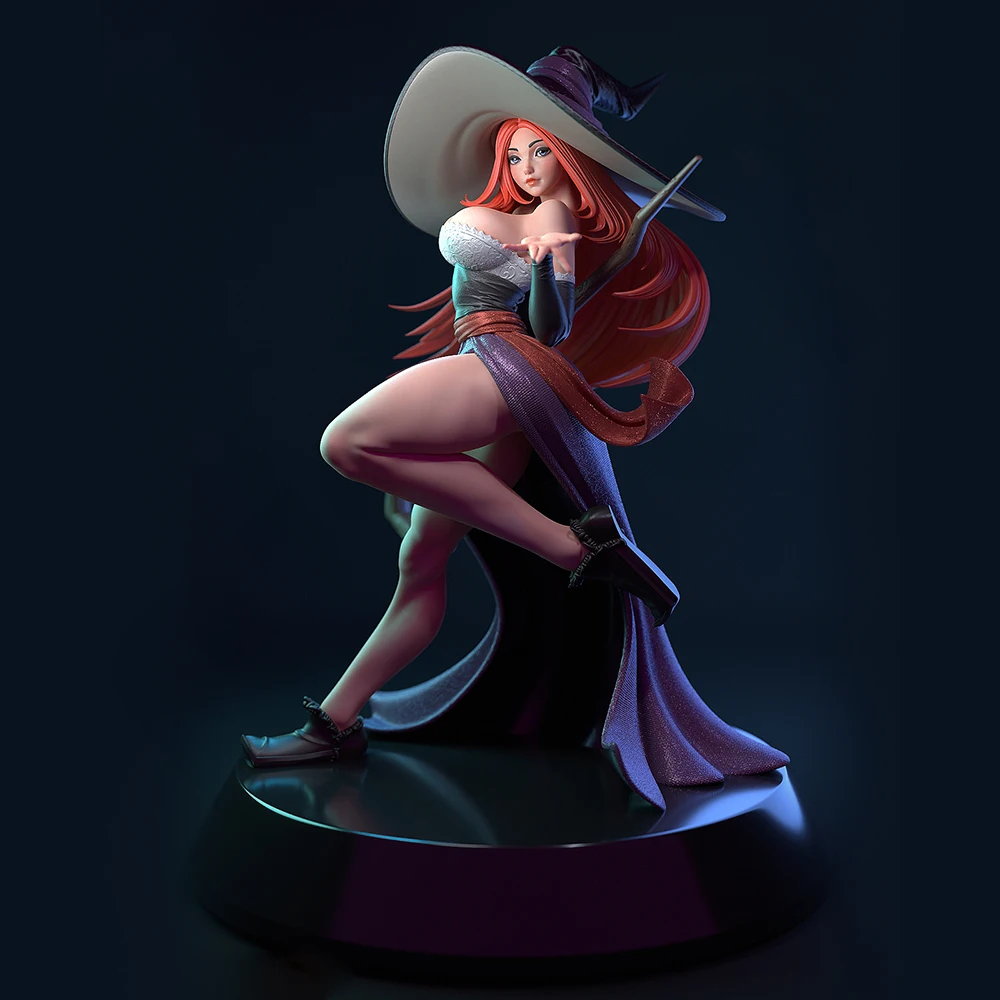 

1/24 Belle Sorceress Sexy Lady Resin Figurine Toy Unpainted GK Doll Unassembled 3D Print Assembly Miniature Reduction Statue Toy