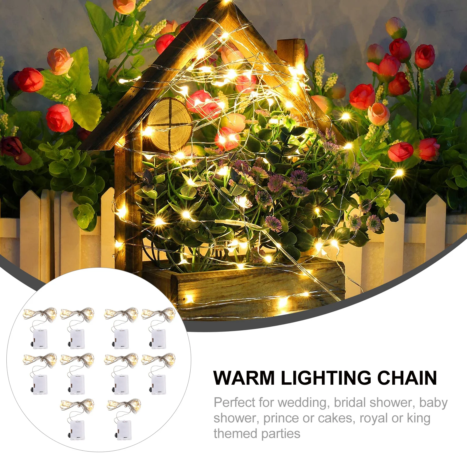 LED Cake Topper with String Lights Warm Lighting Chain Decor for Birthday Shower Wedding Royal Theme Parties Creative