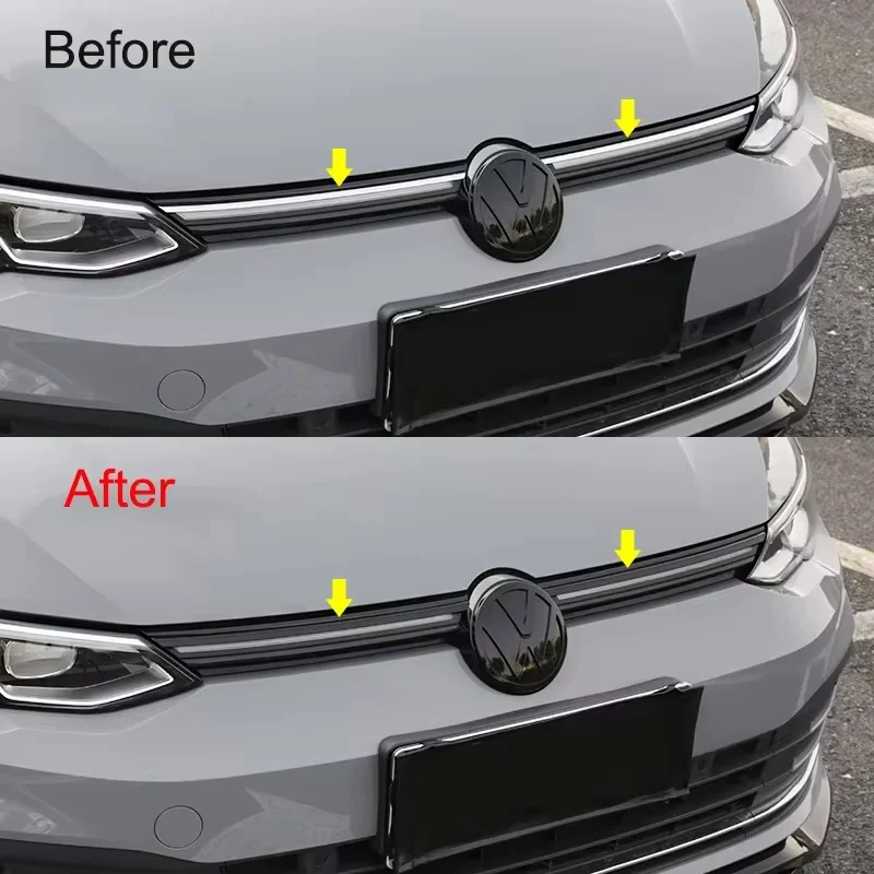 For VW Golf 8 MK8 2020 2021 2022 2023 Car Front Bumper Grille Trim Grill Decoration Strip ABS Plastic Covers Car Accessories