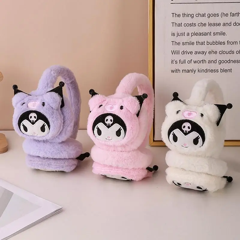 Sanrio Kuromi Plush Earmuffs Cartoon Cute Ear Muffs Winter Keep Warm Accessories Outdoor Cold Protection Ear-Muffs Ear Gifts