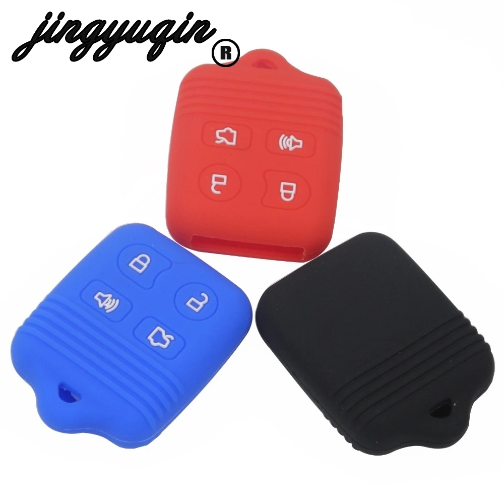 jingyuqin 4 Buttons Silicone Car Key Case Cover For Ford Focus Freestye F150 F250 E150 Ranger Explorer Econoline