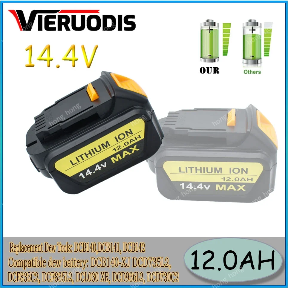 

for Dewalt 14.4V 12.0AH/6.0AH power tools battery DCB140 DCB141 DCB142 DCD735L2 DCF835C2 DCF835L2 DCL030 lithium-ion battery