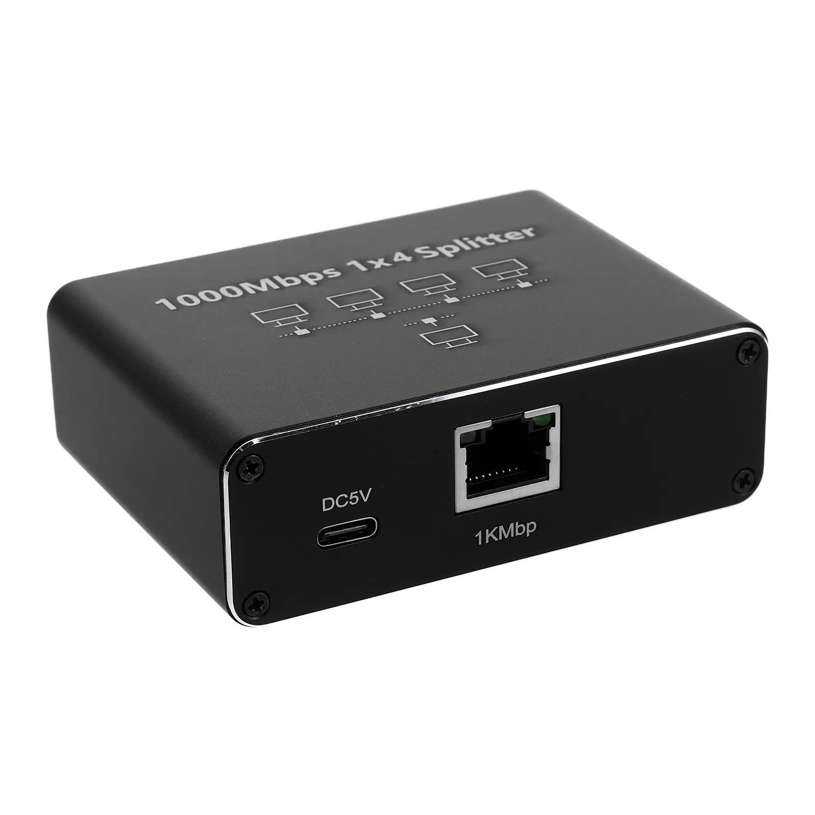 Gigabit Ethernet Splitter Network Adapter 1 to 4 High Speed Unpowered Ethernet Signal Splitter for Home Office Rj45 Port