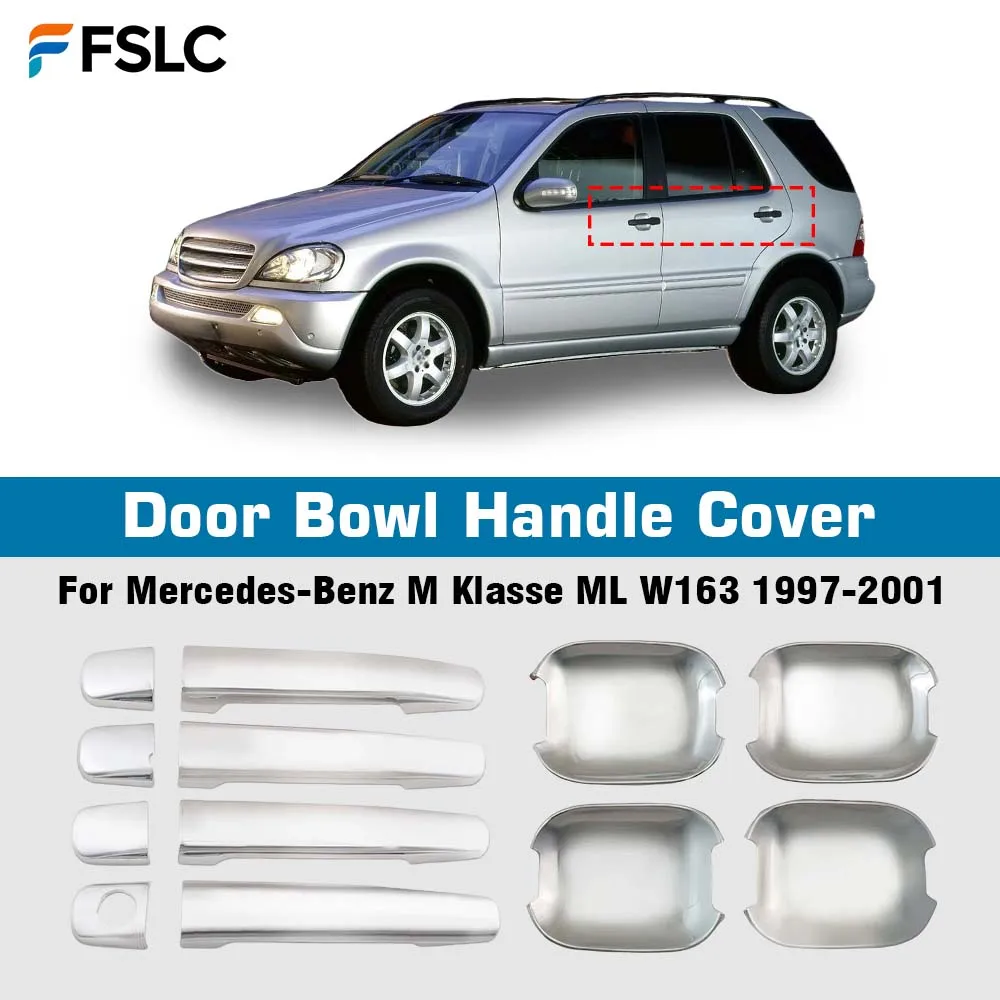 

Car Decoration Chrome Silver Door Handle Cover For Mercedes-Benz M Klasse ML W163 1997-2001 Cars Accessories Exterior Styling