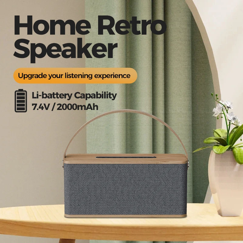 2025 nueva fábrica personalizar altavoz de sonido de madera Retro portátil inalámbrico BT 5 altavoz caja altavoces de sonido