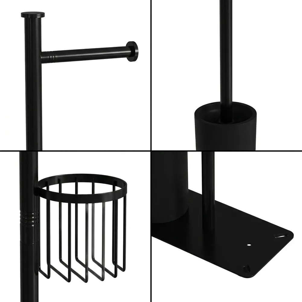Contemporary Floor Standing Paper Holder with Deepened Basket for Stable Storage 24x12x66cm White Black Options