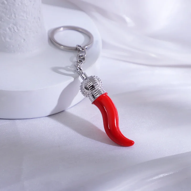 1Pc Creative Korean Styles Women Vegetable Lucky Horn Chilli Pendant Keychain Italian Cornicello Red Pepper Men Trinkets Jewelry - view 6