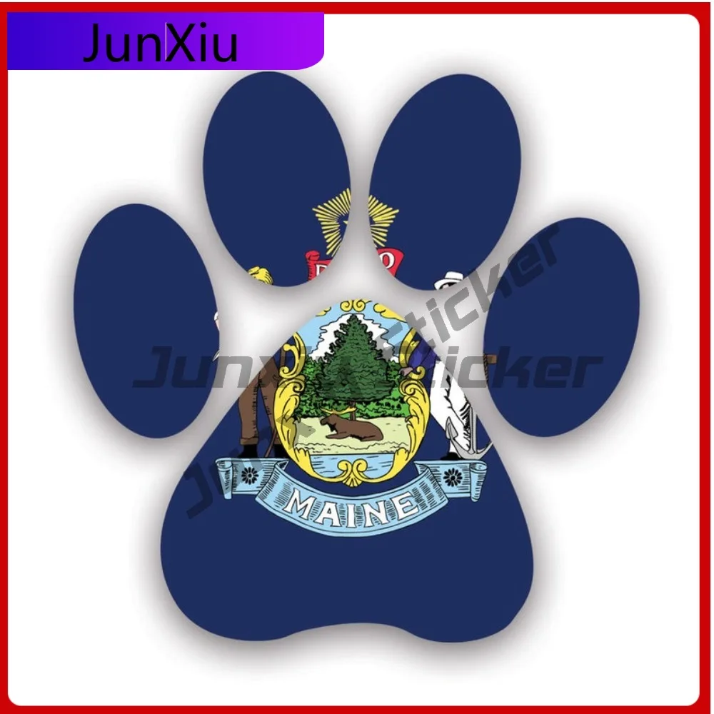 

Maine State Paw Print Shaped Sticker Cute Car Waterproof Vinyl Decal For Motorcycle Helmet Decor Creative High Quality Fun