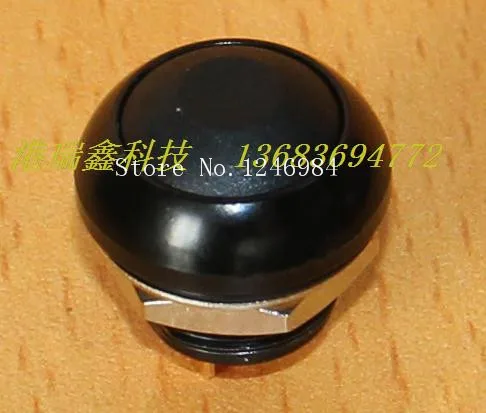 [SA]M12 waterproof switch reset button Taiwan Deli Wei PAS6 black metal edge round black button lock-free--20pcs/lot