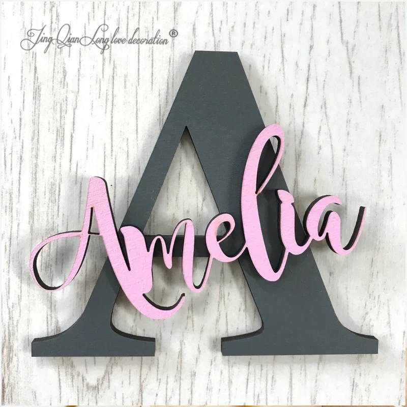 

Custom Personalised Painted Wooden Letter with Name - Plaque Sign Tag