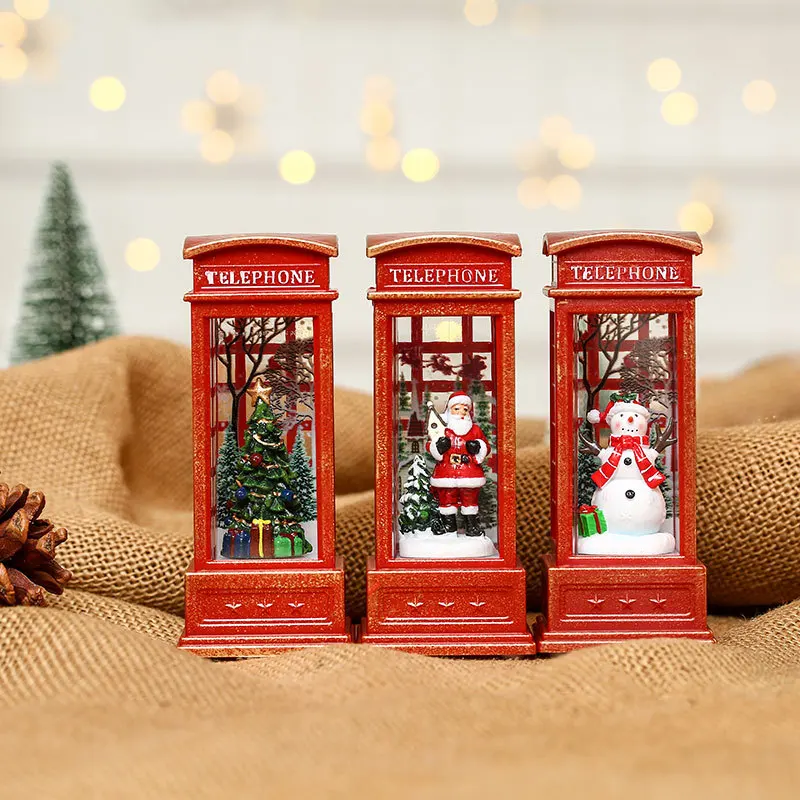 

Christmas Decorations Table Elderly Interior Telephone Booth Small Oil Lamp Hotel KTV Scene Decor Illuminated Ornaments Gifts