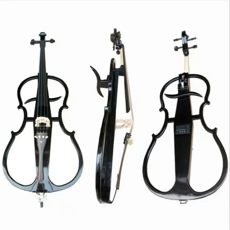 4/4 Size Black Cello with Maple Body with Aluminum Tuning Knobs.Starter Set Includes: Case, Bow, Connecting Cable (No Battery)