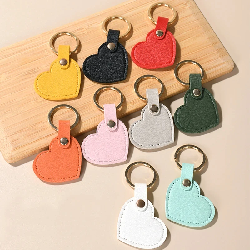 Leather Heart Key Chain Fashion Leather Heart Shape Keychain Women Car Key Holder Home Key Ring Charm Bag Car Pendant Gift