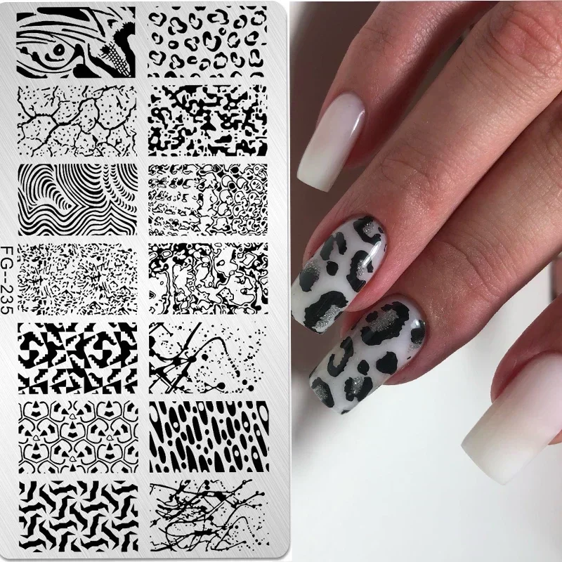 

2023 New Animals Nail Stamping Plates DIY Leopard Serpentine Zebra Nail Art Stencil Stamping Template Plate Manicure Tools