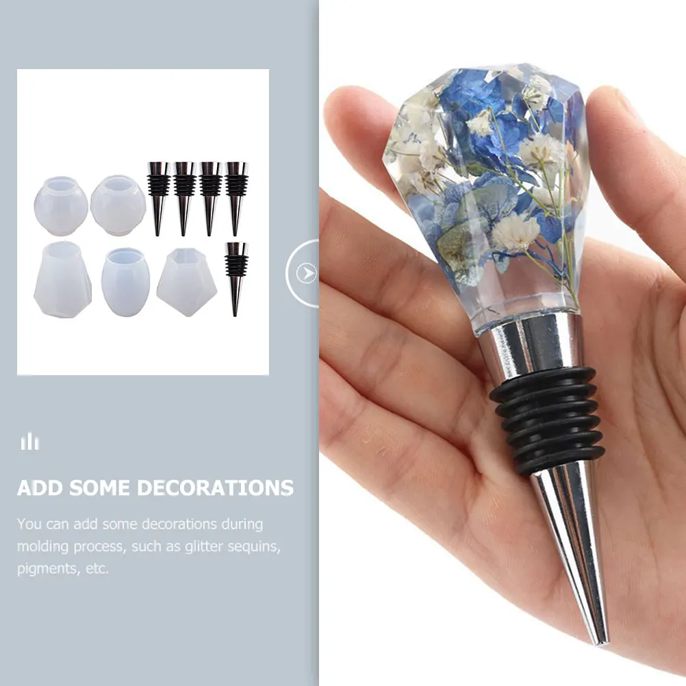 

1 set 1 Set Of Diy Silicone Stopper Molds Decorative Wine Bottle Stoppers Household Crafts Mold For Home Kitchen Bar Use