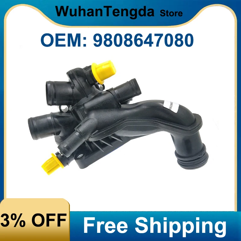 9808647080 Cooling System Pump Coolant Thermostat Hose for Peugeot 207 308 1.6T Citroen C4 L C4(B7) DS3/4/5/6 Heating Thermostat