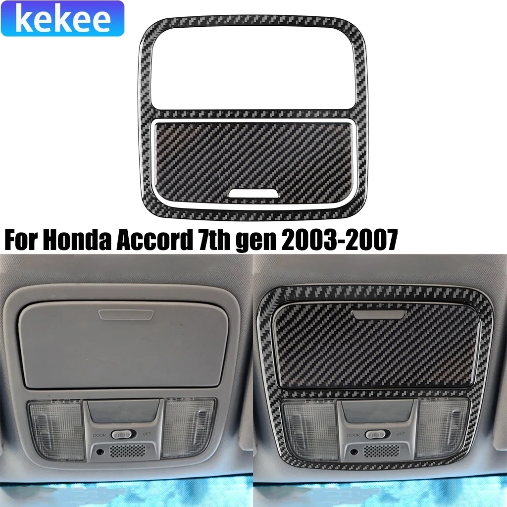 For Honda Accord 7th Gen 2003-2007 Carbon Fiber Roof Reading Light Panel Interior Car Accessories Cover Stickers Auto Trim Decal