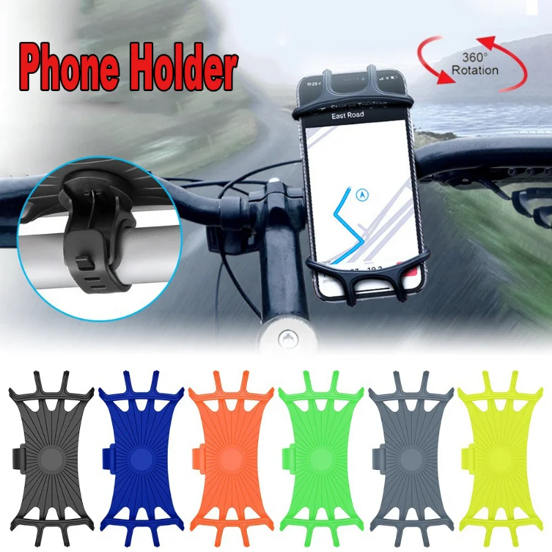 

360 Degree Rotatable Motorcycle Mobile Phone Holder Silicone Universal Bike Handlebar Stand Mount Bracket Moto Accessories