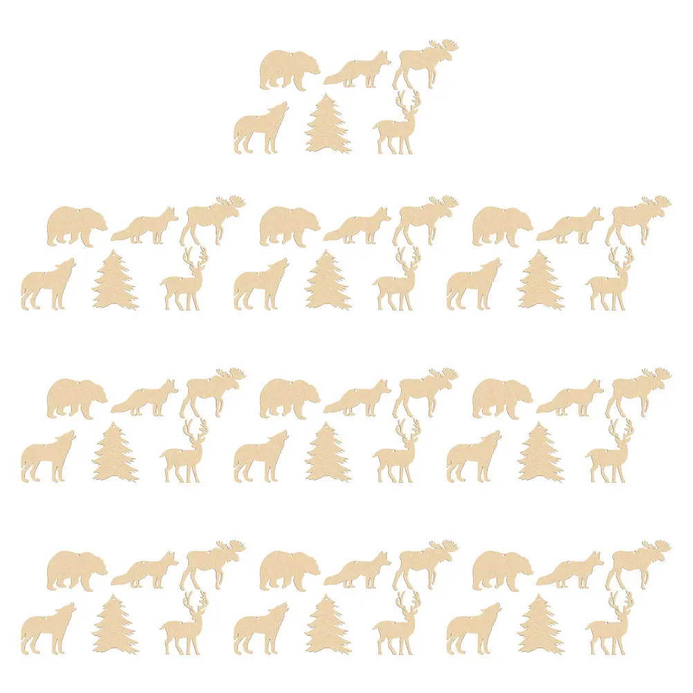 

60pcs Animal Wall Decor Unfinished Wooden Cutouts Wild Cutout For Diy Craft Kids Graffiti Accessories Home Party