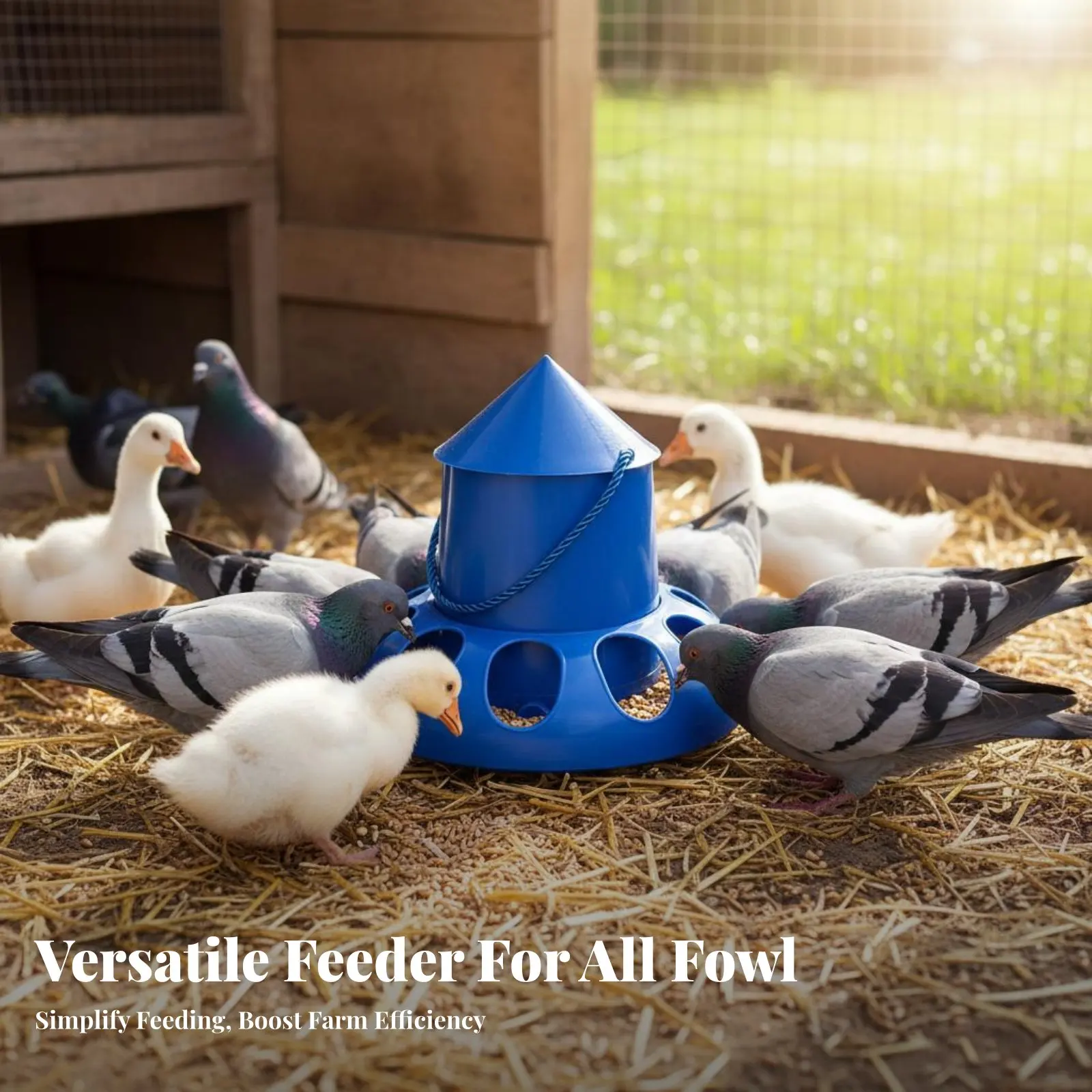 

Automatic Pigeon Feeder Sturdy Duty Automatic Chicken Feeder Weight-Based Fodder Dispenser Rustproof Farm Supply 16 Feeding