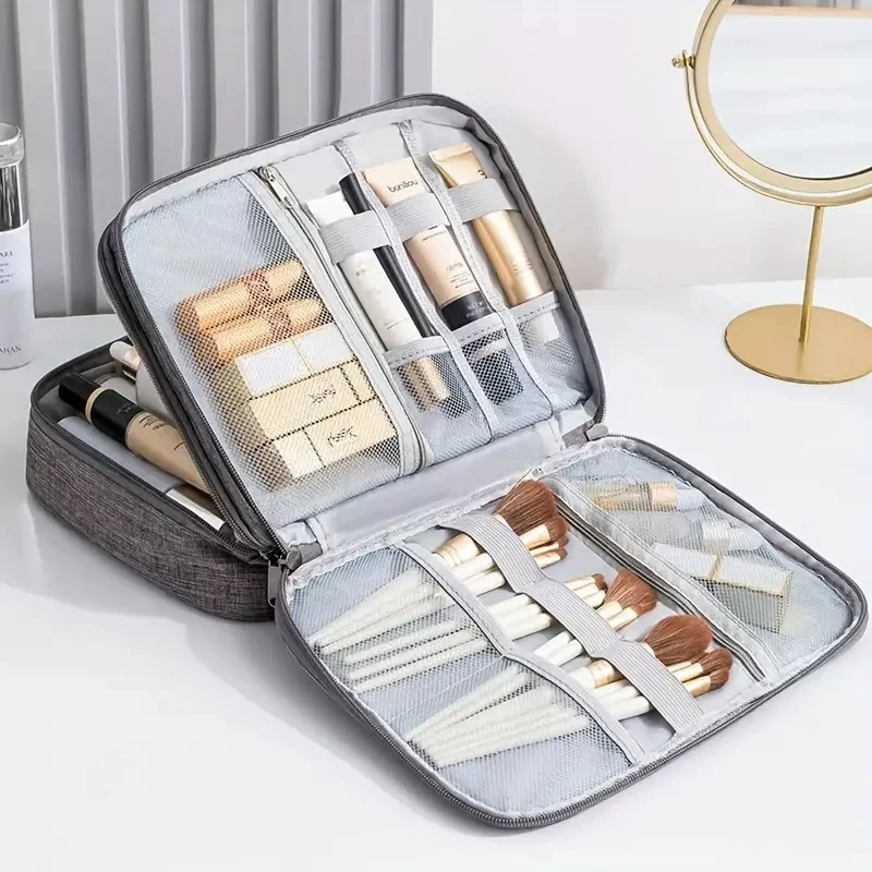 

Multi-Layer PVC Travel Organizer Digital Accessories Storage Bag with Compartments for Power Bank Earphones Camera Data Cables