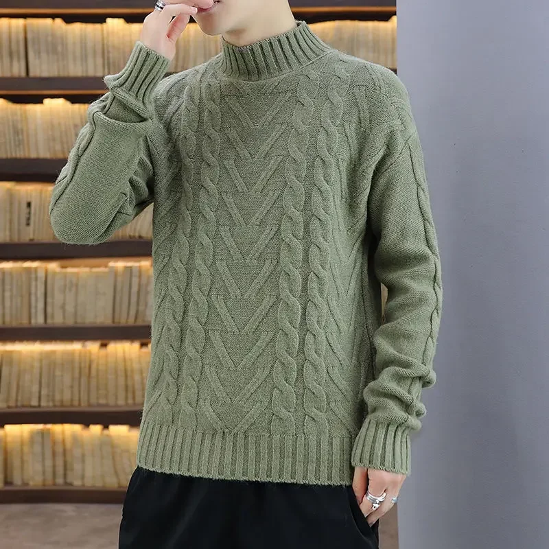 

2023 Autumn Winter Cotton Sweater Men Long Sleeve Pullovers Outwear Men Turtleneck Mens Sweaters Fashion Knitting Clothing