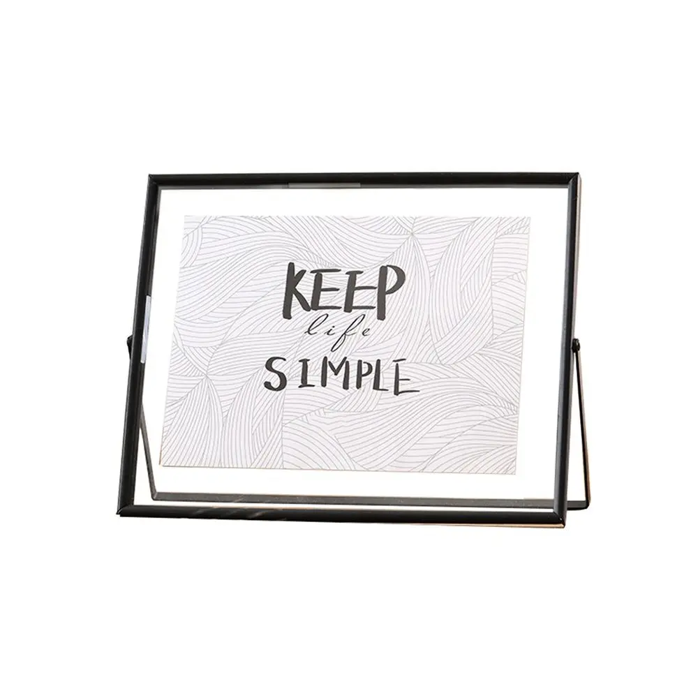 

Minimalist Style Metal Photo Frame Transparent Surface Free Standing Tabletop Decorative Frame Rust-proof Horizontal