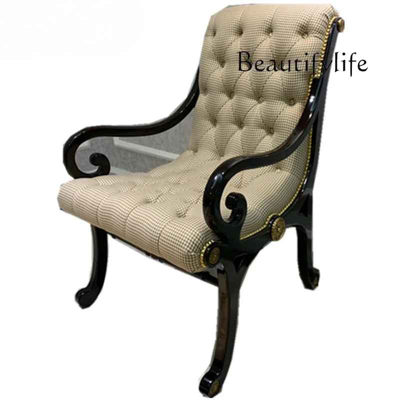 

European solid wood leisure chair single leisure sofa single chair villa mansion living room decoration revival