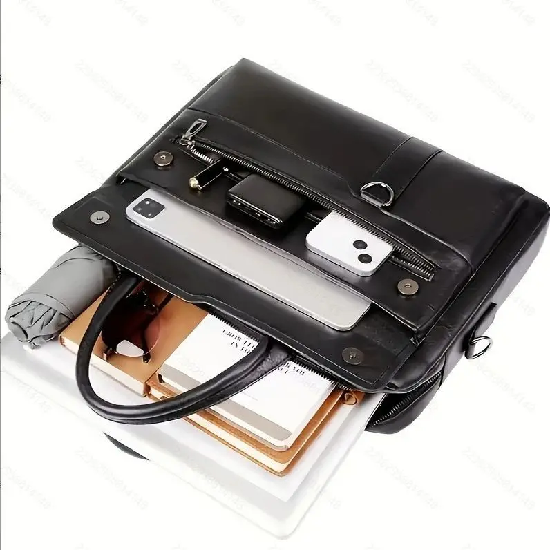 Fashion High End Business Briefcase Men Large Capacity Horizontal Handbag MacBook Pro 14 Case Multi Function Laptop Shoulder Bag