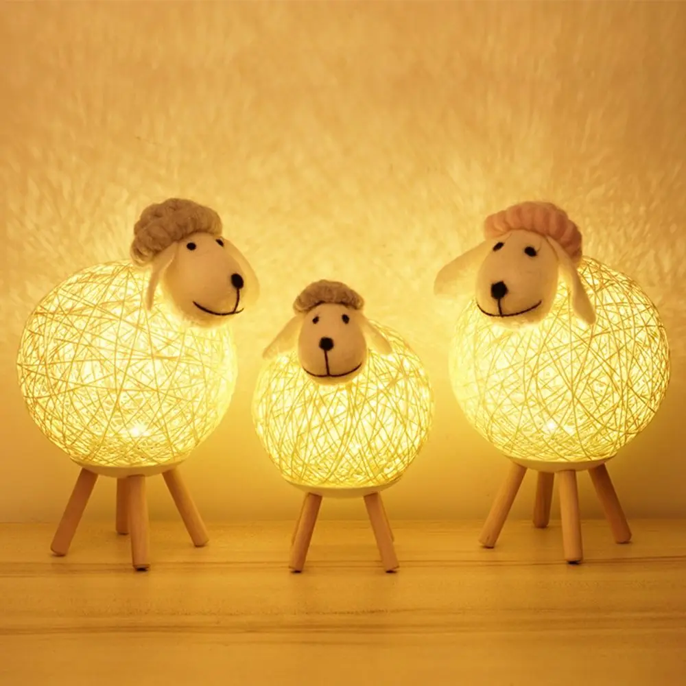 Lampe LED en Forme de Mouton Tissé à la Main, Luminaire Décoratif d'Nik, Idéal pour une Chambre à Coucher ou un oral et