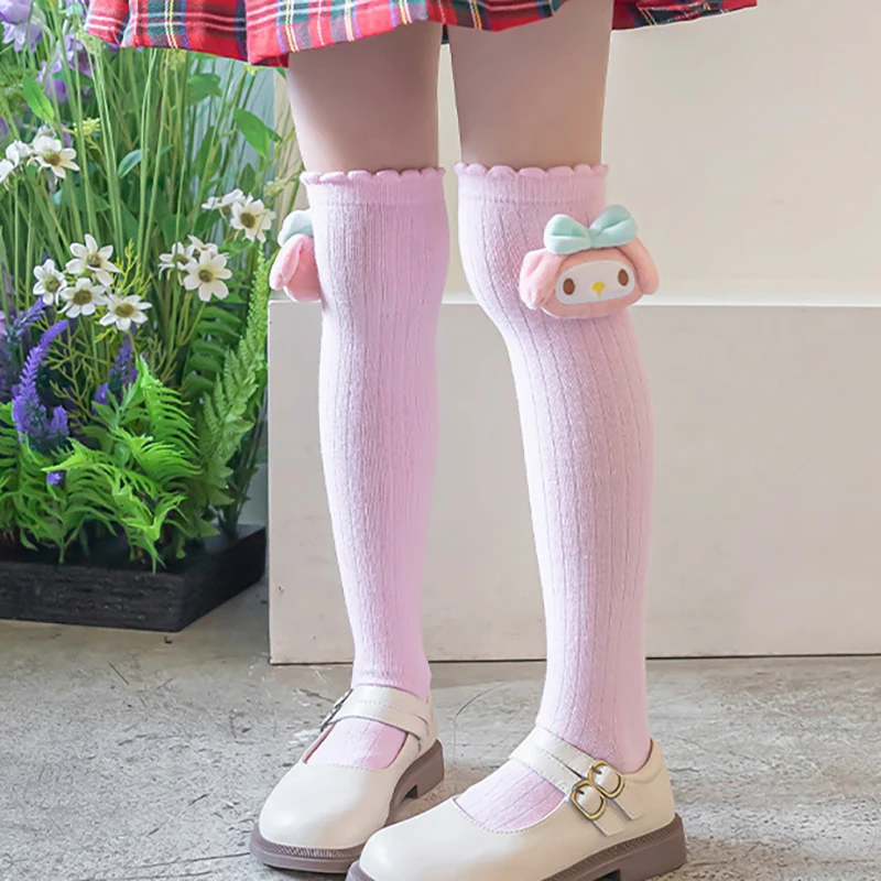 1pcs Sanrio Cinnamoroll Kawaii Children Socks Anime My Melody Pochacco Cute Cotton Comfort Breathable Knee High Socks For Kids