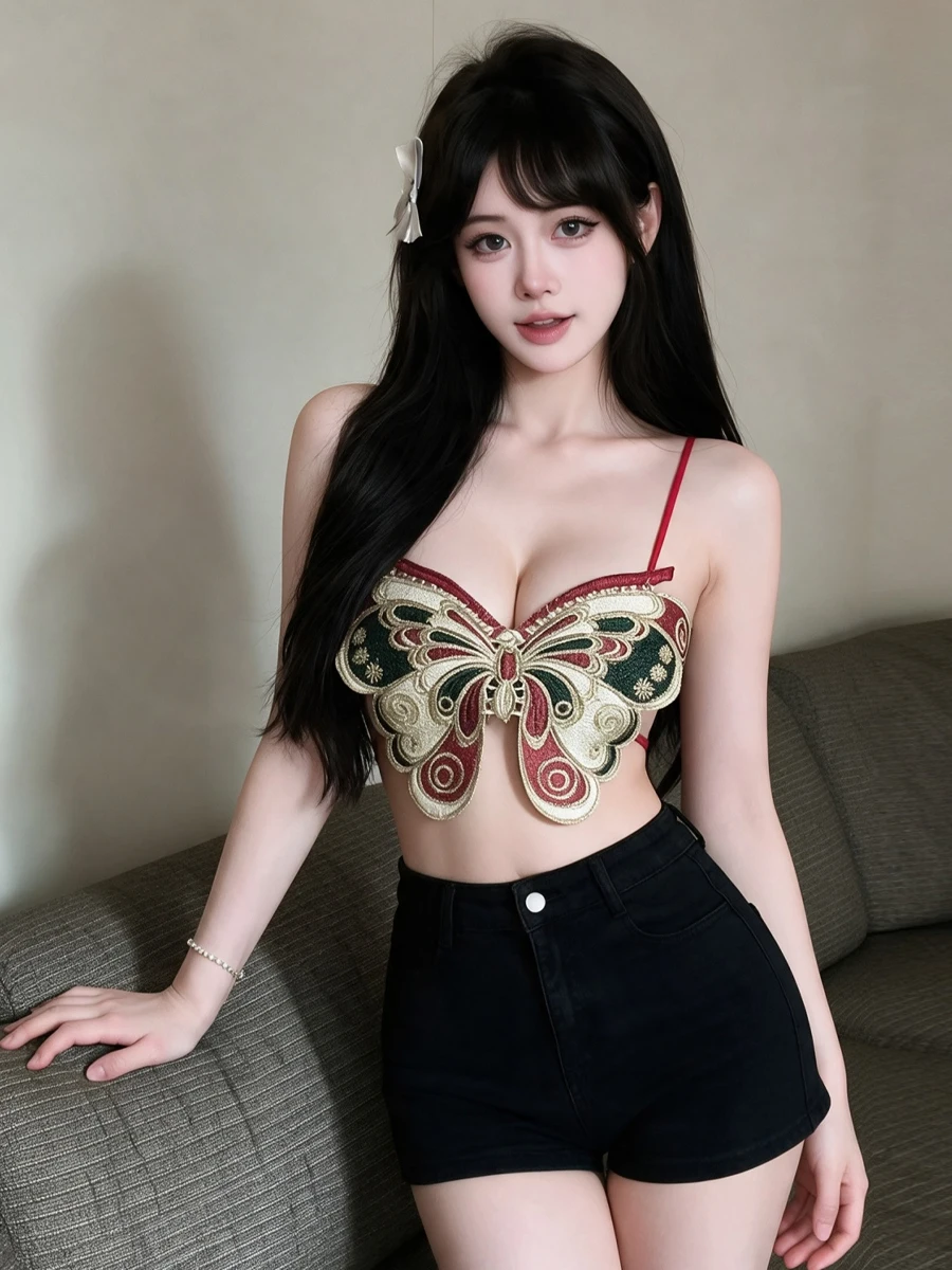 Sexy Pure Desire Backless Bowtie Super Short  Top Women's Fashion Short Base Tank Top Breathable Polyester Fiber